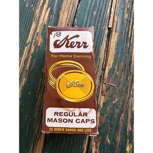 Vintage Kerr Regular Mason Caps 12 Screw Bands and Lids Home Canning Made in USA